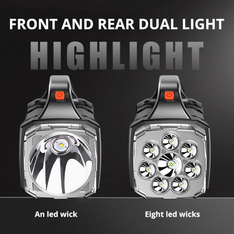 D2 Rechargeable Portable Hand Lamp 8/4 LEDs Powerful Flashlight Outdoor Camping Fishing Solar Light USB Torch COB Work Lantern