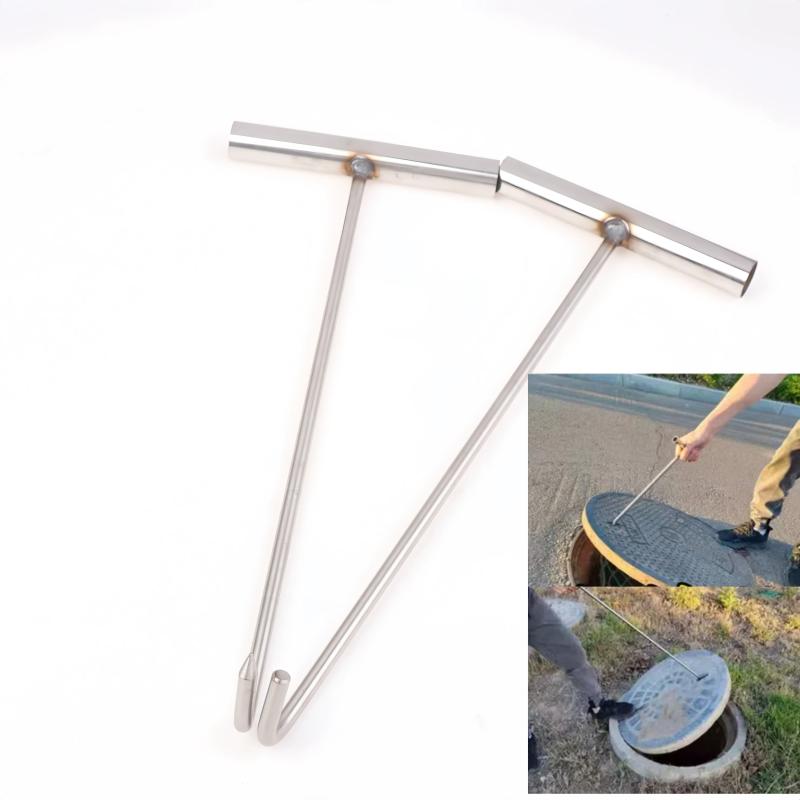 Rolling Doors Utility Tool Versatile Lifter Sewer Stainless Steel Durable Well Lid Hook Open Manhole Cover