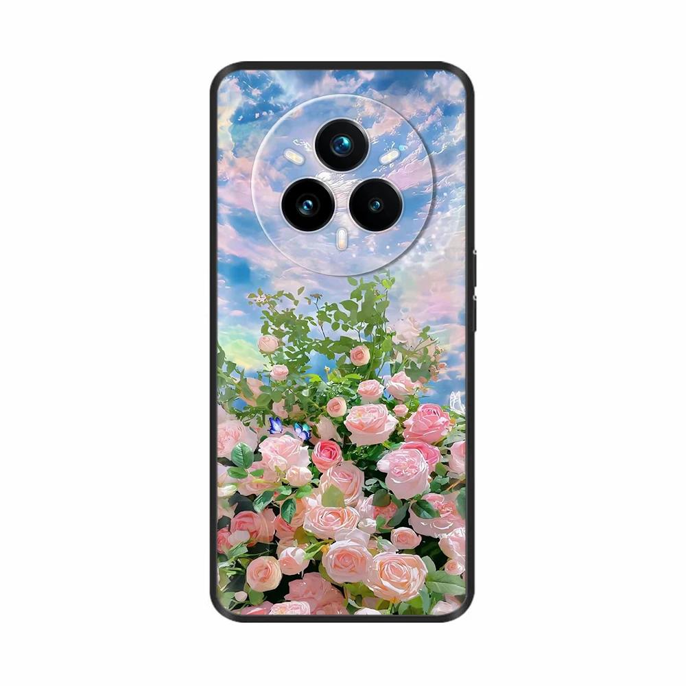 Für Realme 14 Pro Plus Hülle Rückseite Girly Mode Herz Blume Malerei Weiche TPU Hülle Fundas Für Oppo Realme 14 Pro+ Hüllen
