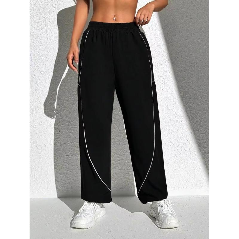 Pantaloni Sportivi da Yoga a Vita Alta Larghi Casual a Righe Dimagranti Fitness con Polsini Pantaloni da Tempo Libero da Donna