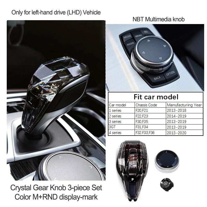 3 Piece Set Crystal Gear Shift Knob Lever Stick Handle for BMW 3 5 6 7 Series X3 X5 X6 F30 G15 F01 G20 G05 G21 G28 G30 G31 G38 T6