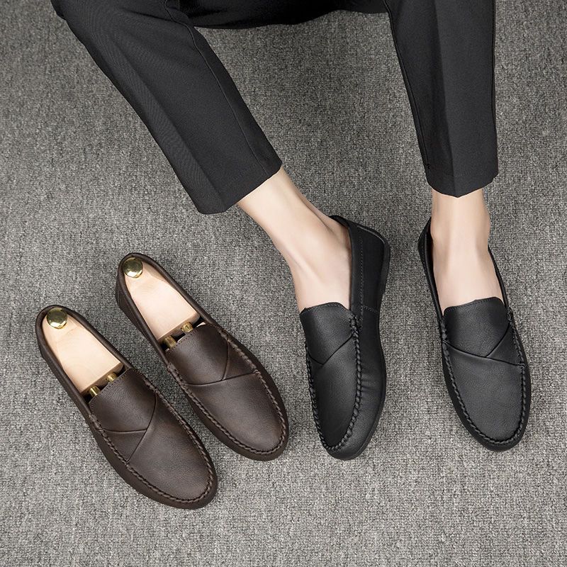 Soft Slip-on Round Toe Flat Leather Shoes for Men New Classic Original Comfortable Designer Common Man Casual Shoe In Promotion