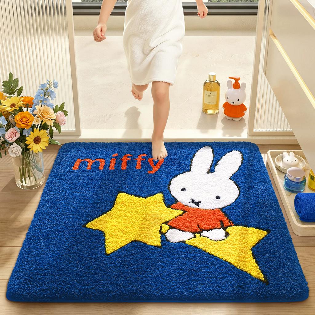 Dajiang Cartoon Miffy Collaboration Bathroom Mat Flocked Toilet Mat Non-Slip Mat Entrance Cleaning Carpet