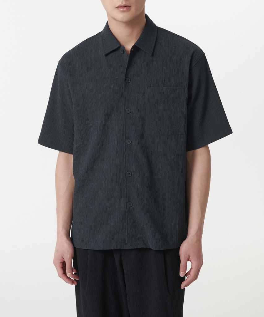 Musinsa Standard Crinkle Relaxed Short Sleeve Shirt [Iron Grey]