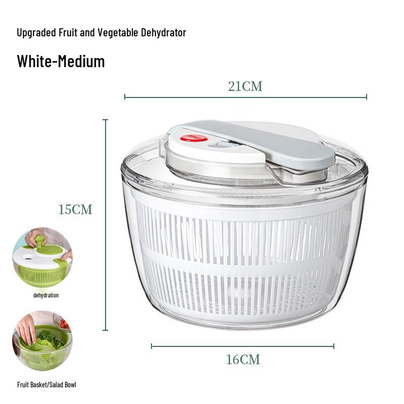 Large Capacity Multi-Functional Salad Spinner & Vegetable Dehydrator with Rotating Wash Basin