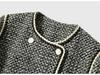 Elegant French Wool-Blend Tweed Double-Breasted Jacket for Women