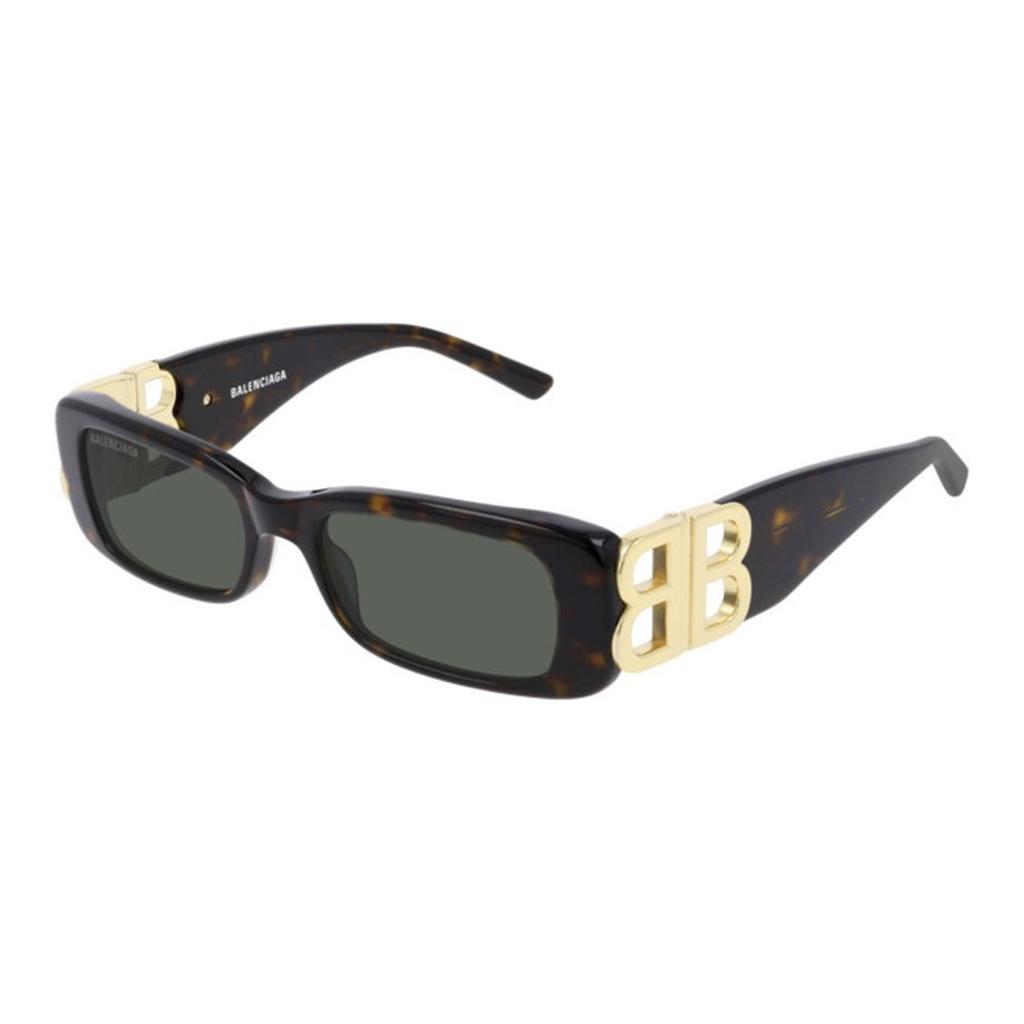 Balenciaga Rectangular Sunglasses Havana/Gold Unisex Eyewear Brown BB0096S-002