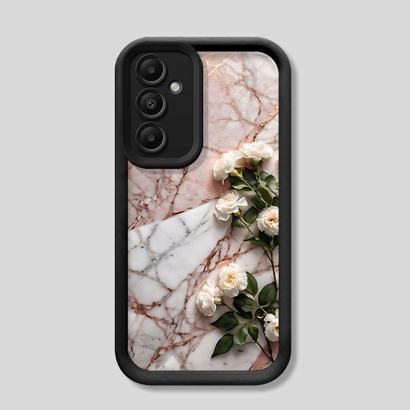 Phone Case for Samsung Galaxy A15 A25 A35 A55 A51 A71 A72 A73 A52 A52s A53 A54 5G Soft TPU Flower Marble Cover