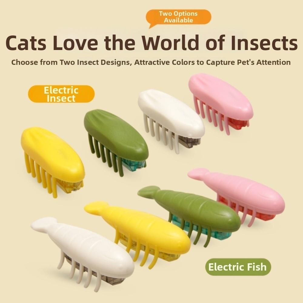 Interactive Play Electric Cat Chasing Beetle Toy Replaceable Battery Release Energy Jumping Bug Cat Toy Sturdy TPU