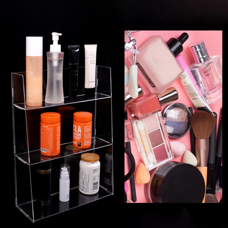 Clear Acrylic Organizer Shelf For Cosmetic Perfume Skincare Makeup Toy Spices Stand Tabletop Vanity Tray Shelf Display Showcase