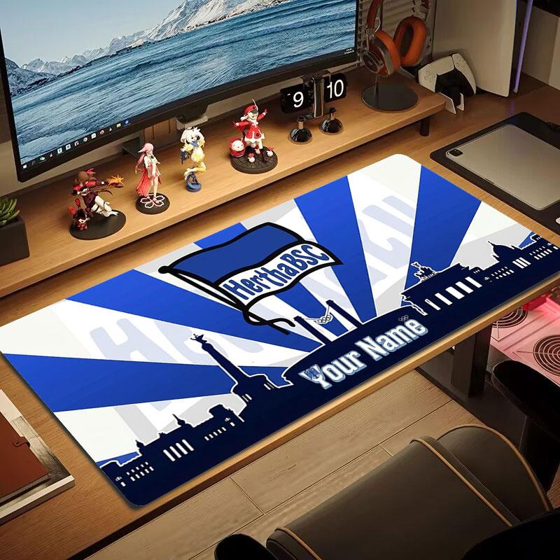 Hertha BSC Benutzerdefinierter Name Große Größe Mauspads Große Gaming Tischunterlage Rutschfest Laptop Tablet Großes Mauspads XXL Matte Mini-PC Spielmatte Mit Verriegeltem Rand