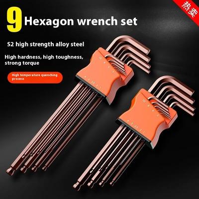 Klucz sześciokątny 9-częściowy Zestaw Narzędzie sześciokątne o wysokiej wytrzymałości Wielofunkcyjny klucz typu plum blossom z przedłużoną kulką
