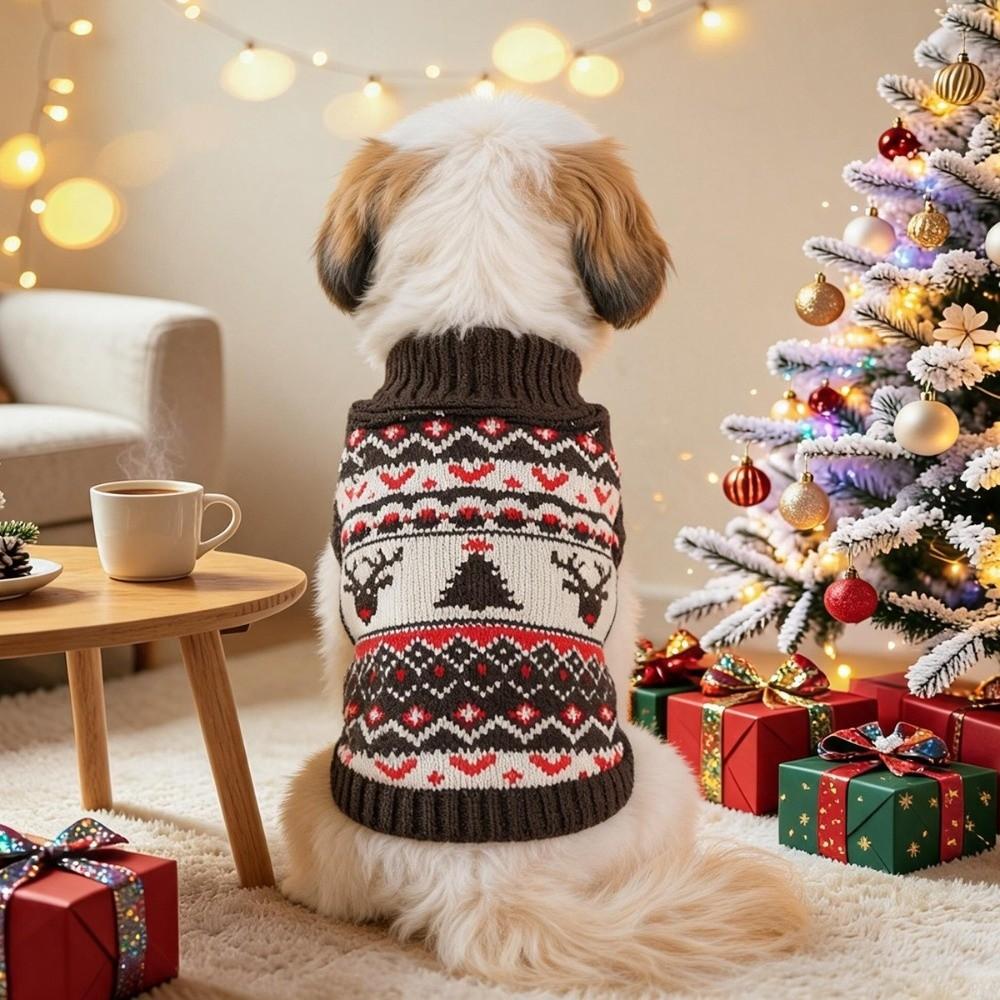 Pet Outfits Pet Sweater Xmas style Dog Turtleneck Soft Winter Dog Clothes Pet