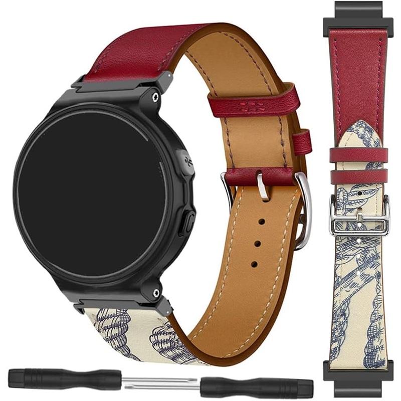 Leren band voor Garmin Forerunner 235 735 XT 230 220 630 620 stikkleur horlogeband voor Approach S20 S6 polsband armband metalen connectoren