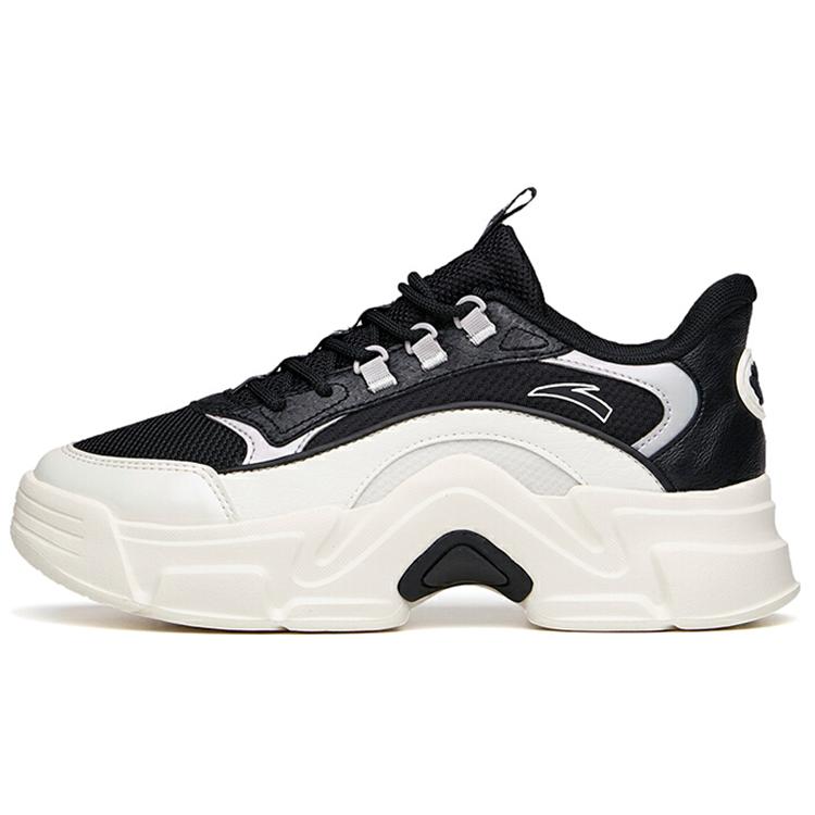 New ANTA Chunky Sneakers Women's Low Top Black/ivory White/floating Cloud Gray 122138887-4