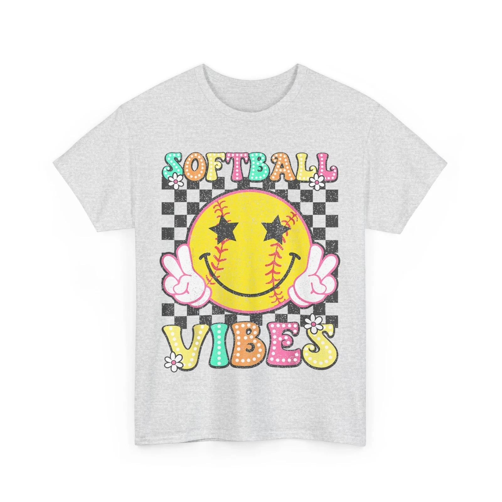 Softball Vibes Softball Retro Groovy Game Day Girls Women T-Shirt L