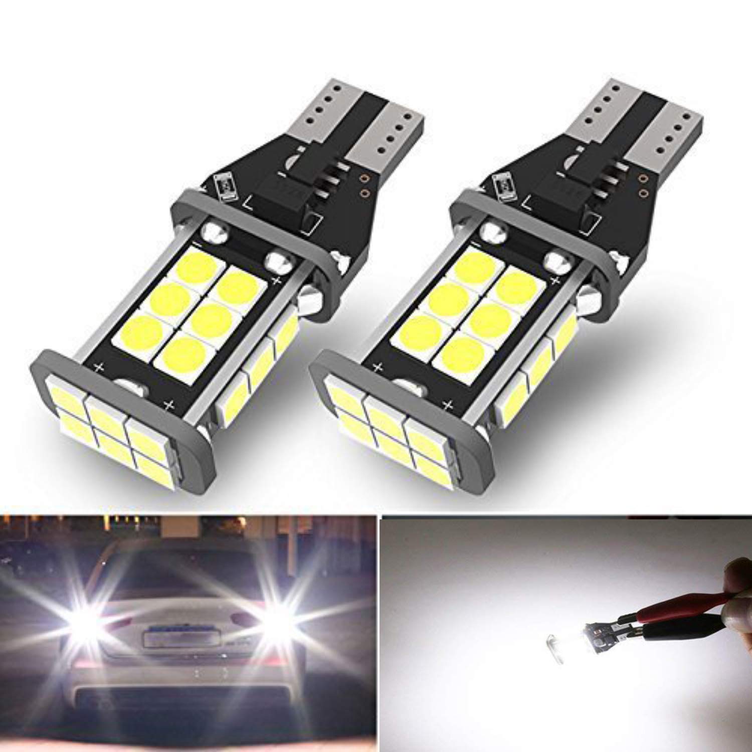 

HooMoo T16 LED Back Lamp, Explosive Light, 1,200 LM High Brightness, Non-Polarity, Built-in Canceller, T16 3030 24SMD 2PCS