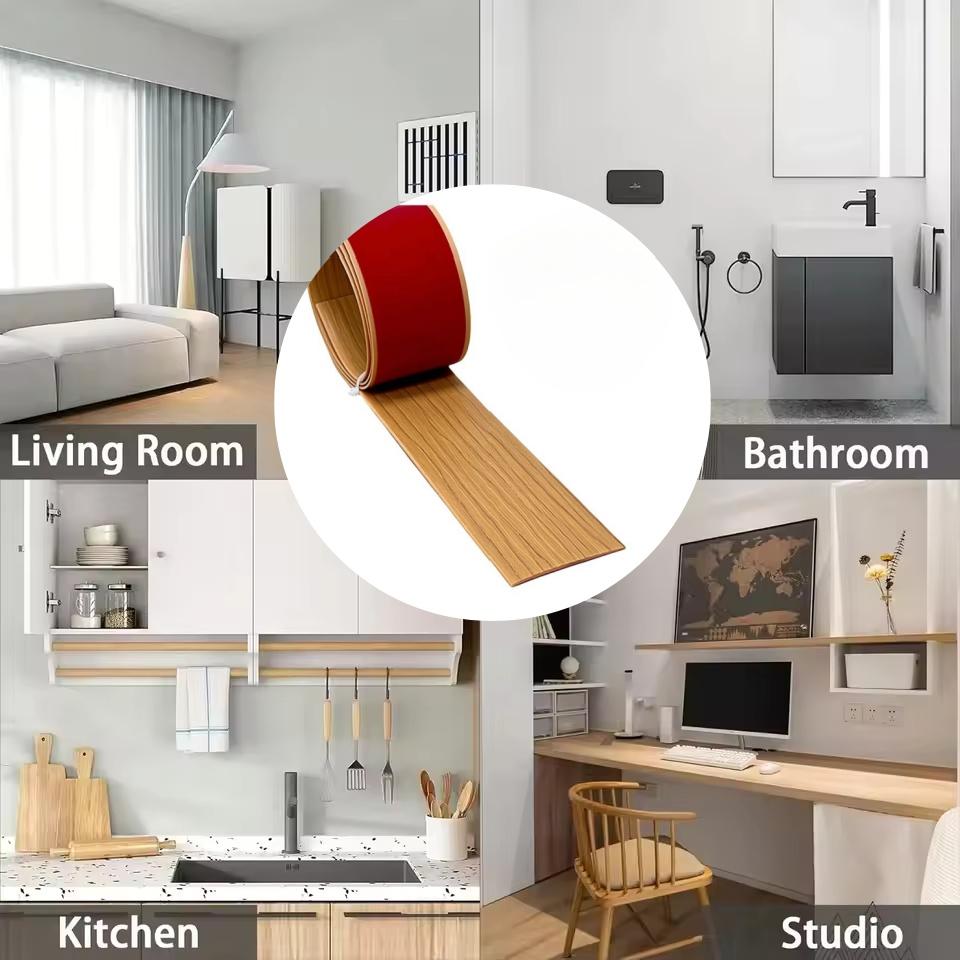 1PC 1M/2M PVC Wood Floor Transition Strip Edge Closing Strip Self-adhesive Seam Strip Flat Buckle Dge Pressing Threshold Strip