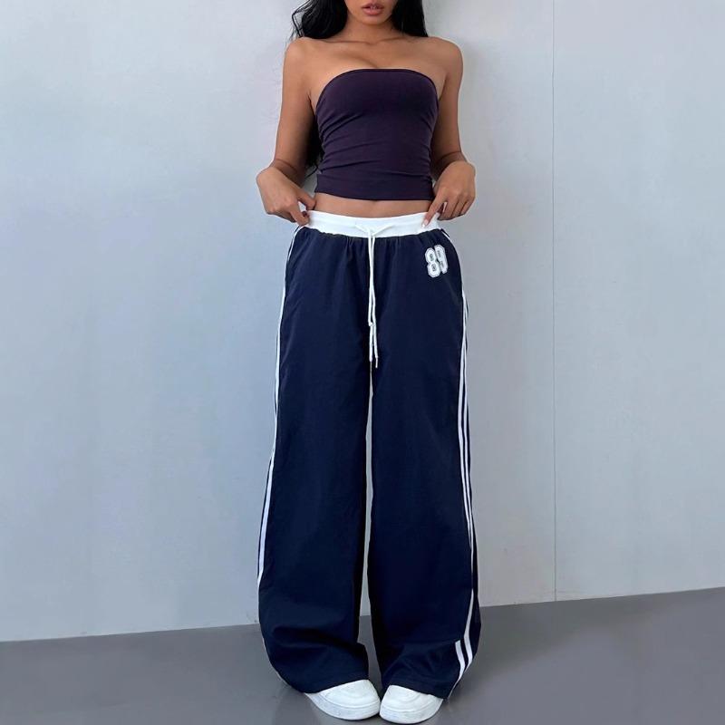 VEZFAA Damenmode Lässige Hosen mit Streifenmuster und hoher Taille