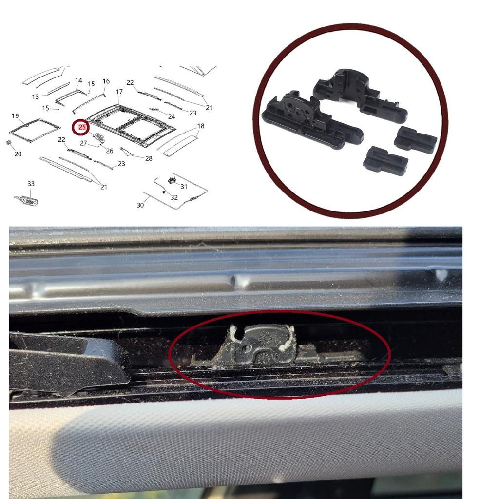 ESR617 MySky Panoramic Roof Sunroof Slideway Ceiling Bracket Set for Jeep Renegade BU B1 BV 2014-On SUV Van 77368445