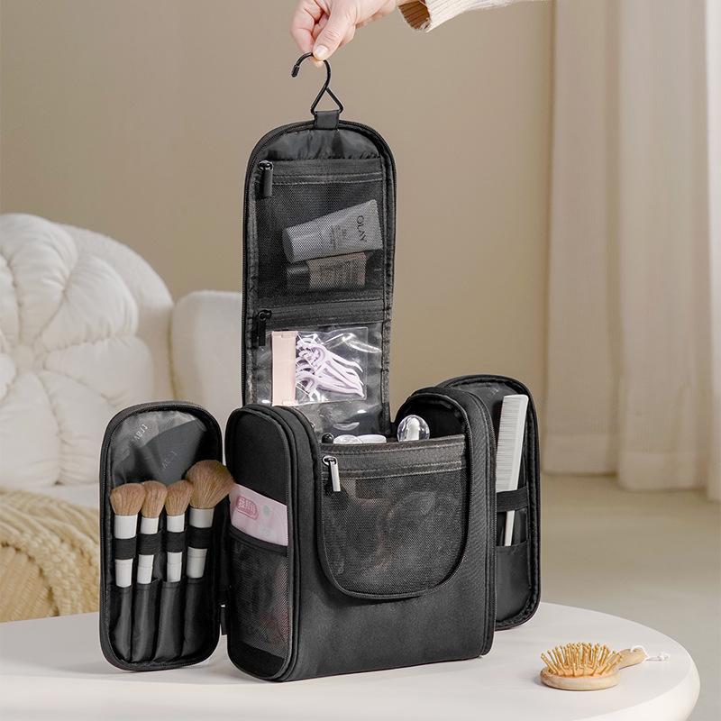 Large Capacity Double Opening Travel Toiletry Bag with Hook Waterproof Makeup Storage Bag Oxford Cloth Carry-On LIJIAO