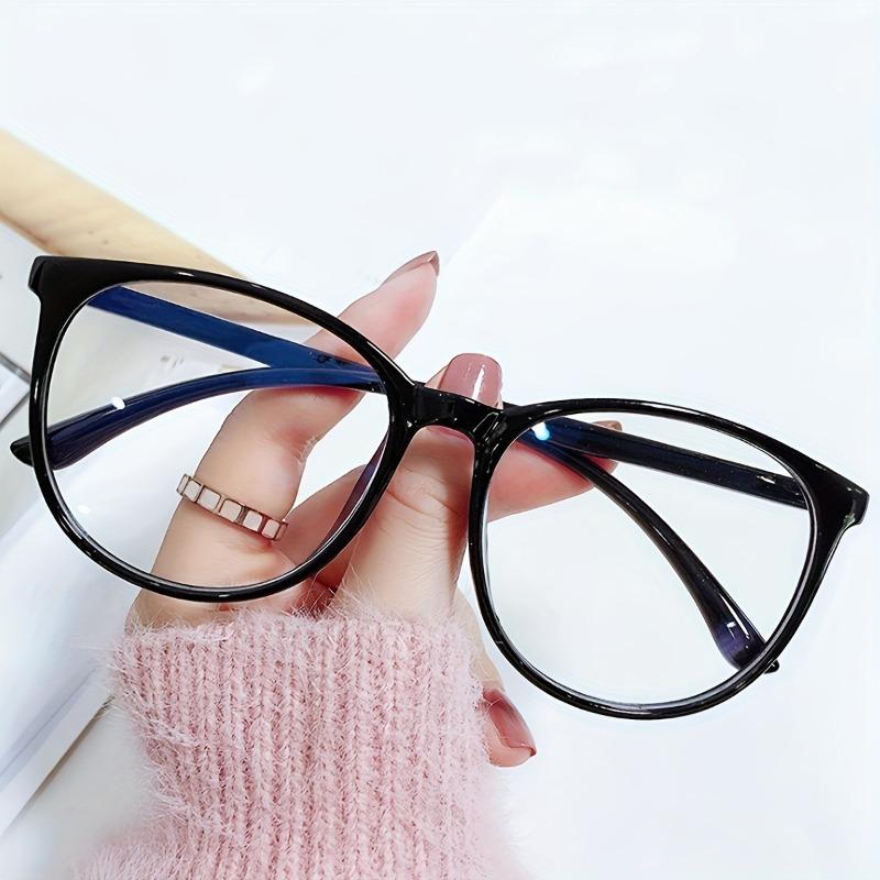 1pc/2pcs Classic Full Frame Glasses Oval Design Transparent Lenses Lightweight and Fashionable Accessory