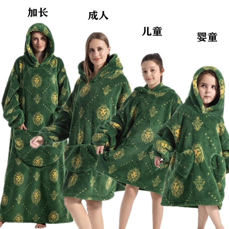 winter warm fleece hooded women's blanket sleeves fleece warm hooded sweater sweater women's hooded robe pajamas sleepwear robe