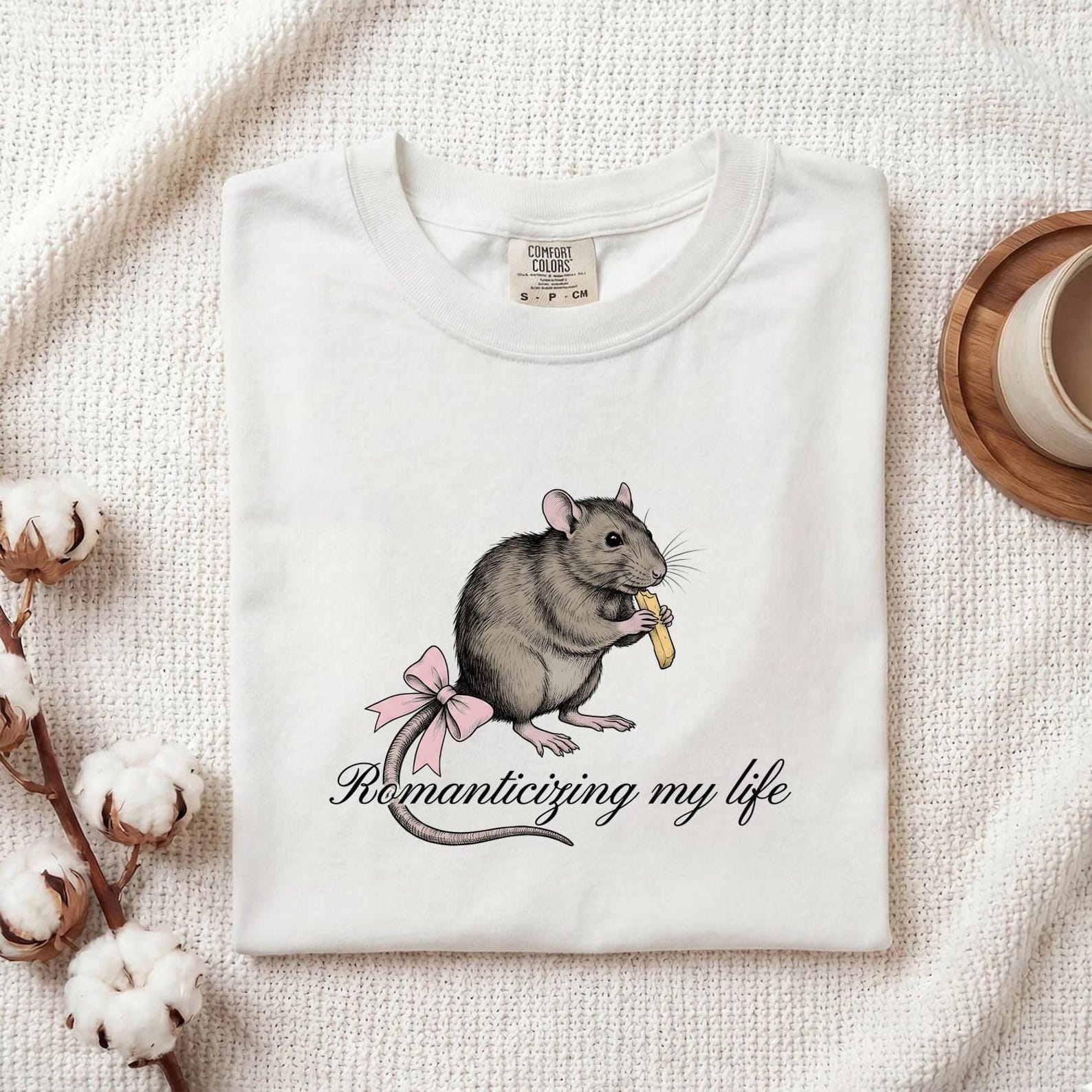 Rat Bow Shirt Funny Animal Gift Women Whimsical Tee Mouse Bow T-Shirt Humor Fan Rodent Graphic Tshirt Vintage French Fry Tshirt 2XL