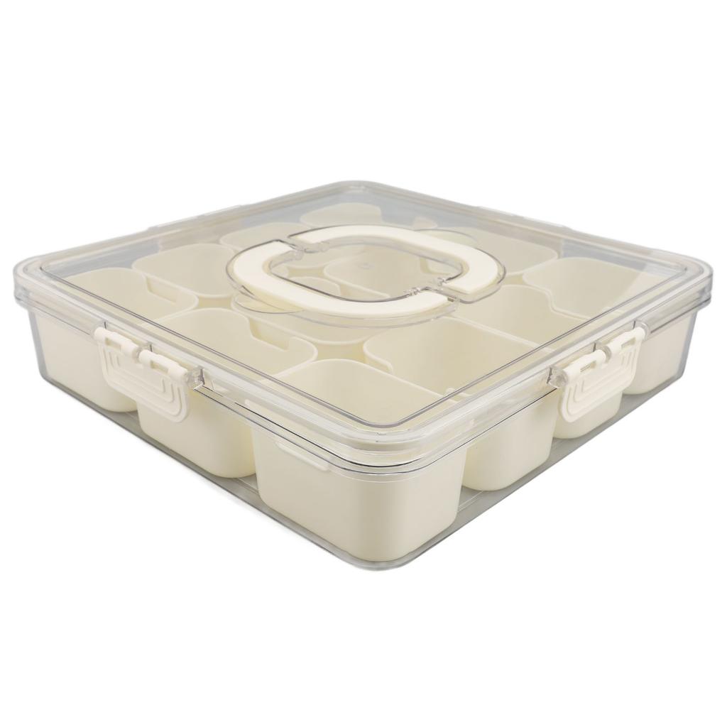 Divided Serving Tray with Lid Handle 12 Compartment Snackle Box Charcuterie Container for Portable Snack Platters Clear