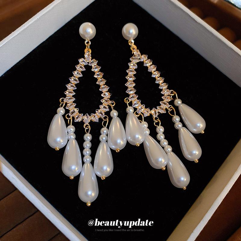 

Французские винтажные серьги с жемчугом циркония, ювелирные изделия