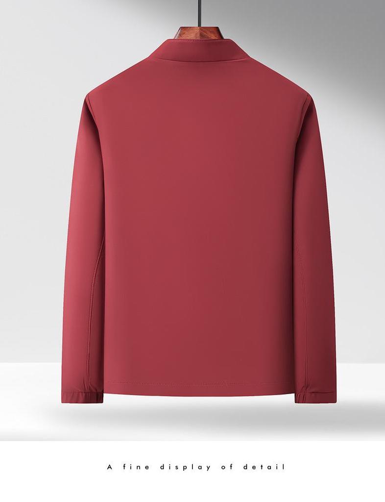 Men's Solid Color Stand Collar Zipper Jacket - Business Casual for Middle-aged and Elderly