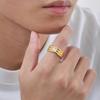 Chunky Gold Color Ring for Men Boys,Sparking White AAA CZ Stone Stainless Steel Ring,Stagement Wedding Ring to Him Her