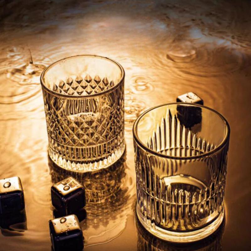 Whisky-Glas mit Luxusbox – 4er-Set, transparentes Whiskyglas (325 ml) für Scotch, Cocktailgetränke, einzigartige Geschenke für