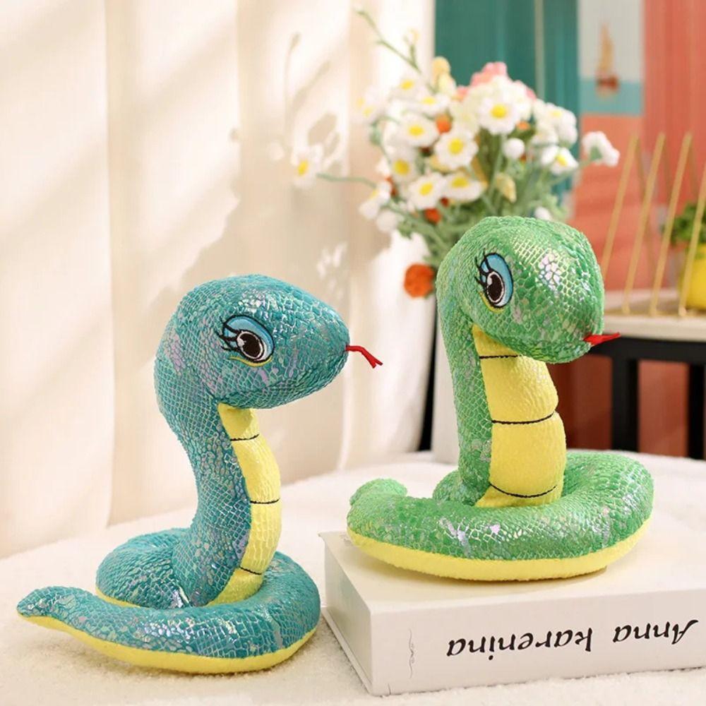 

Chinese Snake Year Mascot Doll Simulated Sequined Snake doll Birthday Gifts кавовий