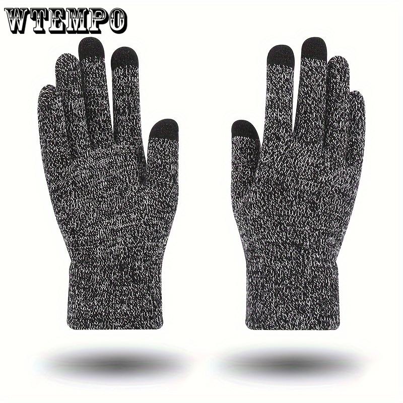 WTEMPO Men's Autumn Winter Full Finger Gloves Windproof Cold-proof Touch Screen Couple Gloves Outdoor Cycling Non-slip Warm Knitted Gloves
