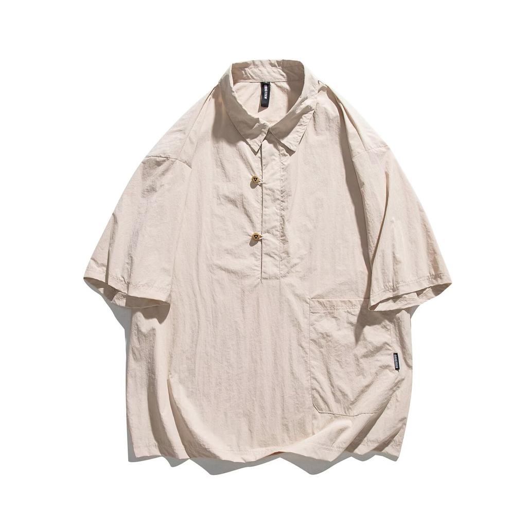Collar Short Sleeved Polo Shirt, Men'S Short Sleeved Shirt, Niche Design, Minimalist Shirt, Couple'S College Top
