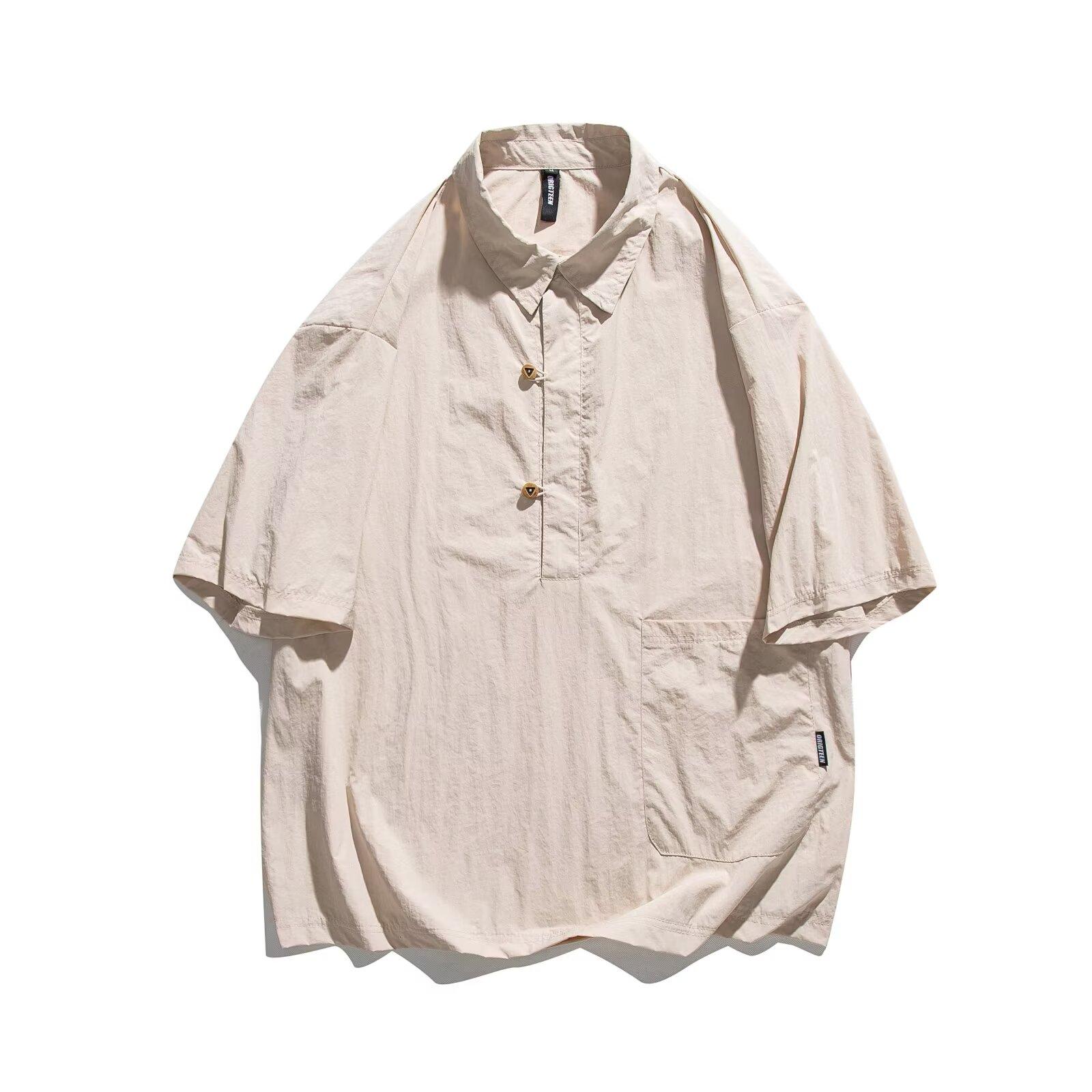 

Рубашка поло с коротким рукавом и воротником, мужская рубашка с коротким рукавом, нишевый дизайн, минималистская рубашка, парный топ для колледжа 2XL абрикосовый