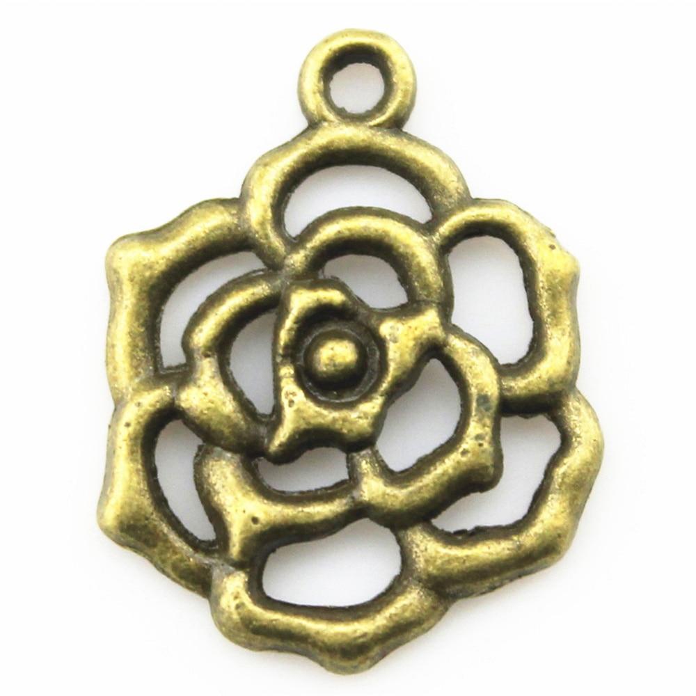 

20шт Цветочные шармы Шармы Античная бронза Цвет цинковый сплав 17X21mm