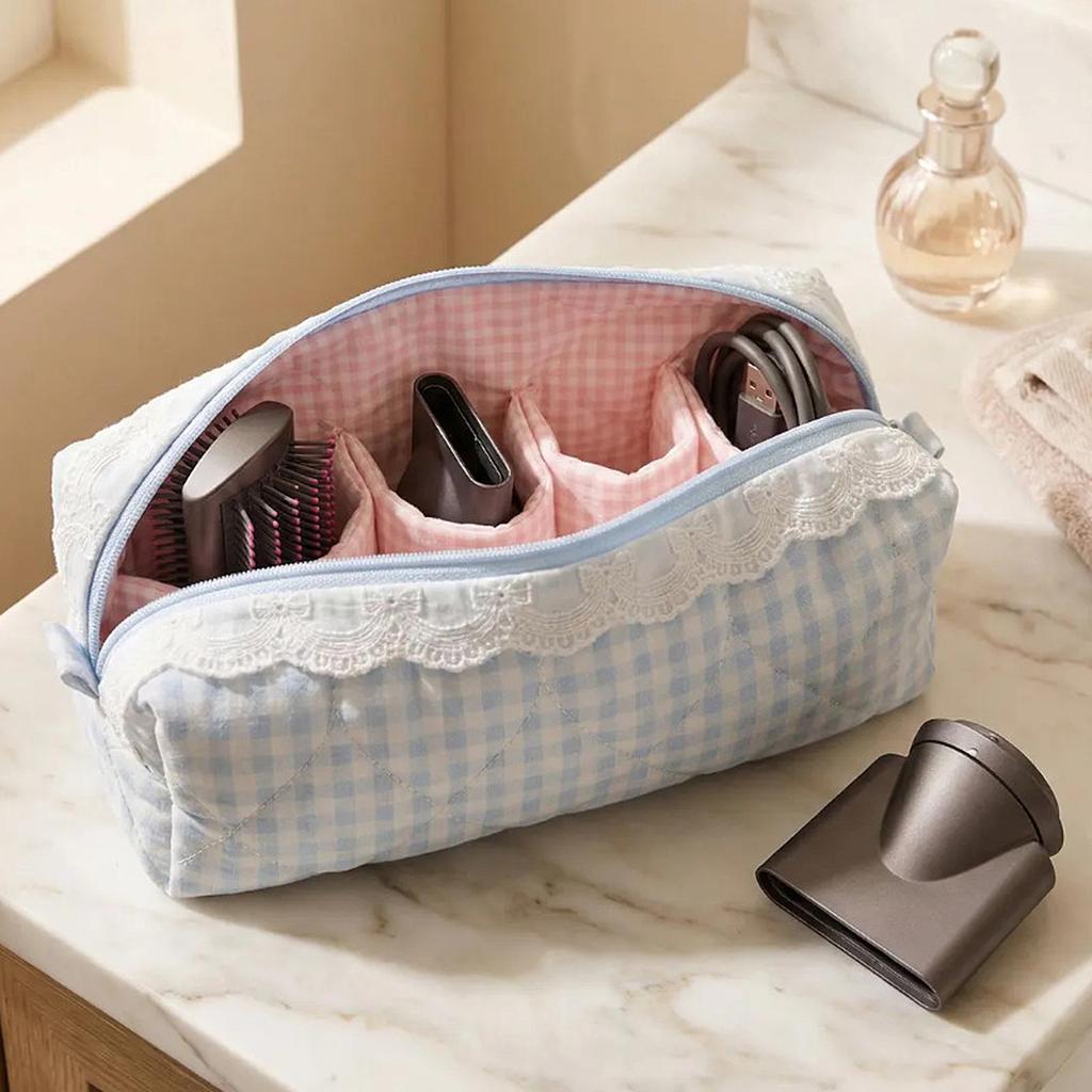 Travel Cosmetic Bag with Zipper & Multi-compartments Pen Pouches Cosmetic Makeup Organizer Large Capacity for Women Ladies Girls