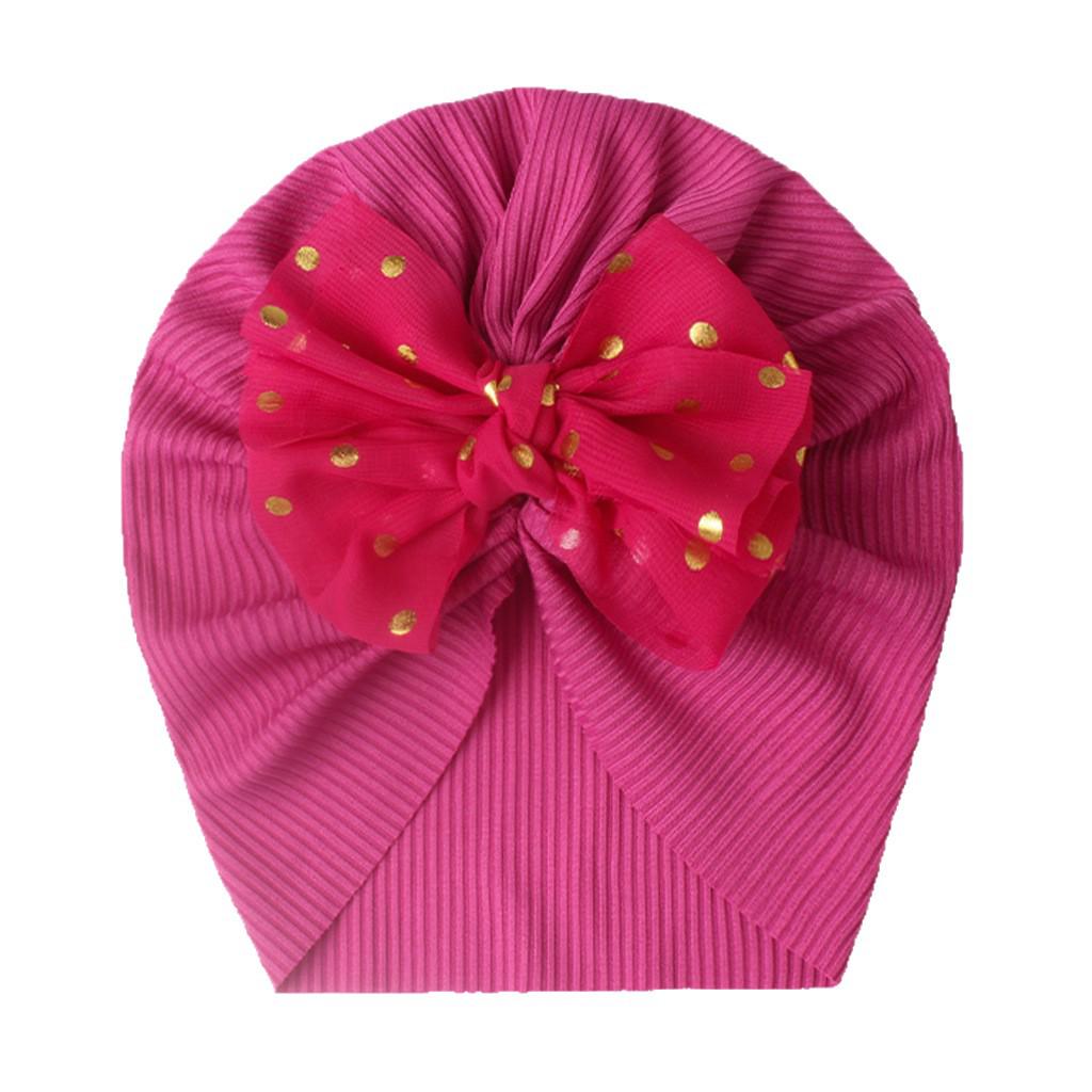 European & American Baby Ribbed Bow Hat - Polyester Pullover Cap