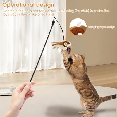 Brinquedo de Gato Pássaro 500mAh Recarregável Brinquedo Cantante Pássaro Interativo com Asas de Pardal Brinquedo de Gato Pássaro Realista de Pelúcia para Gatos Brincarem Sozinhos