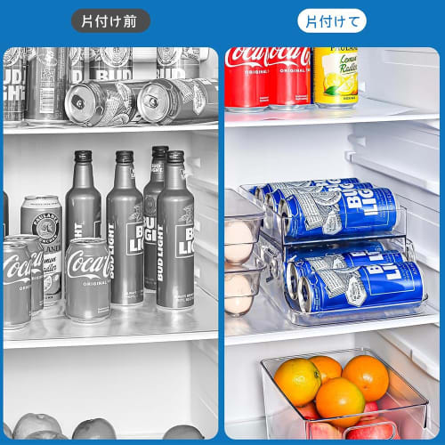 Foldable Can Storage Rack for 500ml Cans, Double-Layered Refrigerator Storage Rack with Space-Saving, Easy-Access Can Dispenser, Transparent Can, Beer