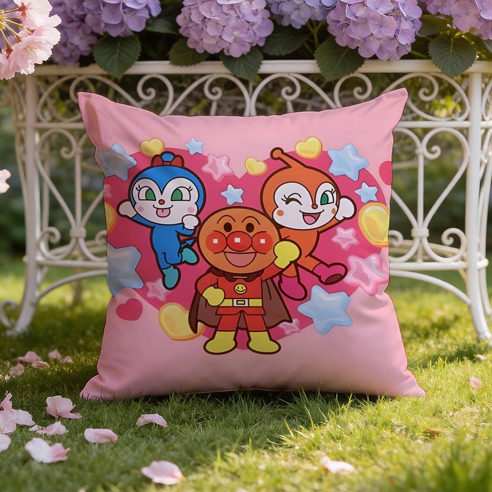 Cute A-Anpanman anime Cushion Cover Home & Car Dual-Scene Pillow Cover: Reversible for Premium Comfort