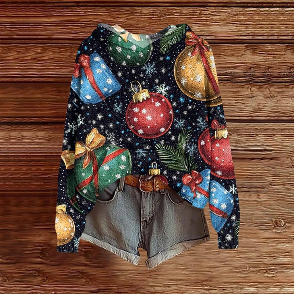 Ladies' Fashionable Printing Casual Hooded Long Sleeved Sweatshirt