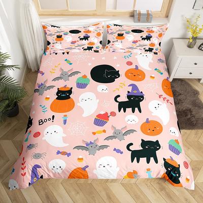 Happy Halloween Duvet Covers Queen King Size Lightweight Quilt Cover With 2 Pillowcases Horror Themed Bedding Sets No Comforter