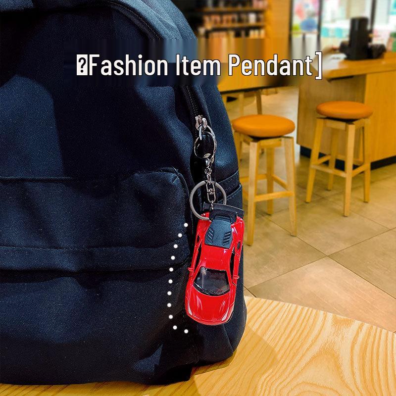 Pull-Back Sports Car Keychain: Cartoon Car Pendant & Keyring Toy for Bags