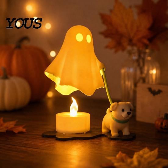 PLA Material Ghost Lamp Puppy Electronic Candle Ornament, LED Light, Simulated Warm Creative Holiday Gift Light Decor for Halloween Home Desktop Party
