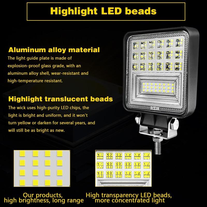 2pcs 4'' LED Work Light Truck Offroad Running Lights Bar 120W 6000k Fog Light Bar For Steamship Camper Tractor Motorcycle ATV