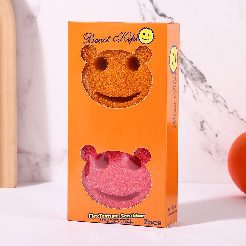 Douyin Smiley Magic Cleaning Sponge – Loofah-Style Honeycomb Kitchen Dish Sponge