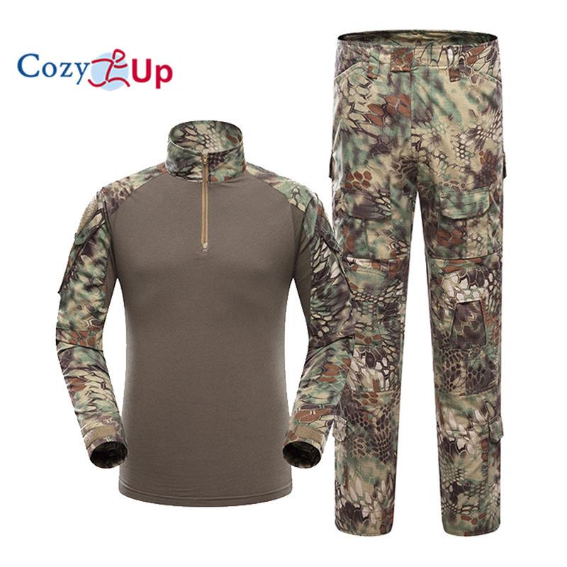 

Men s Shirt and Pants Set Long Sleeve Woodland Hunting Military Uniform 1/4 Zip 3XL